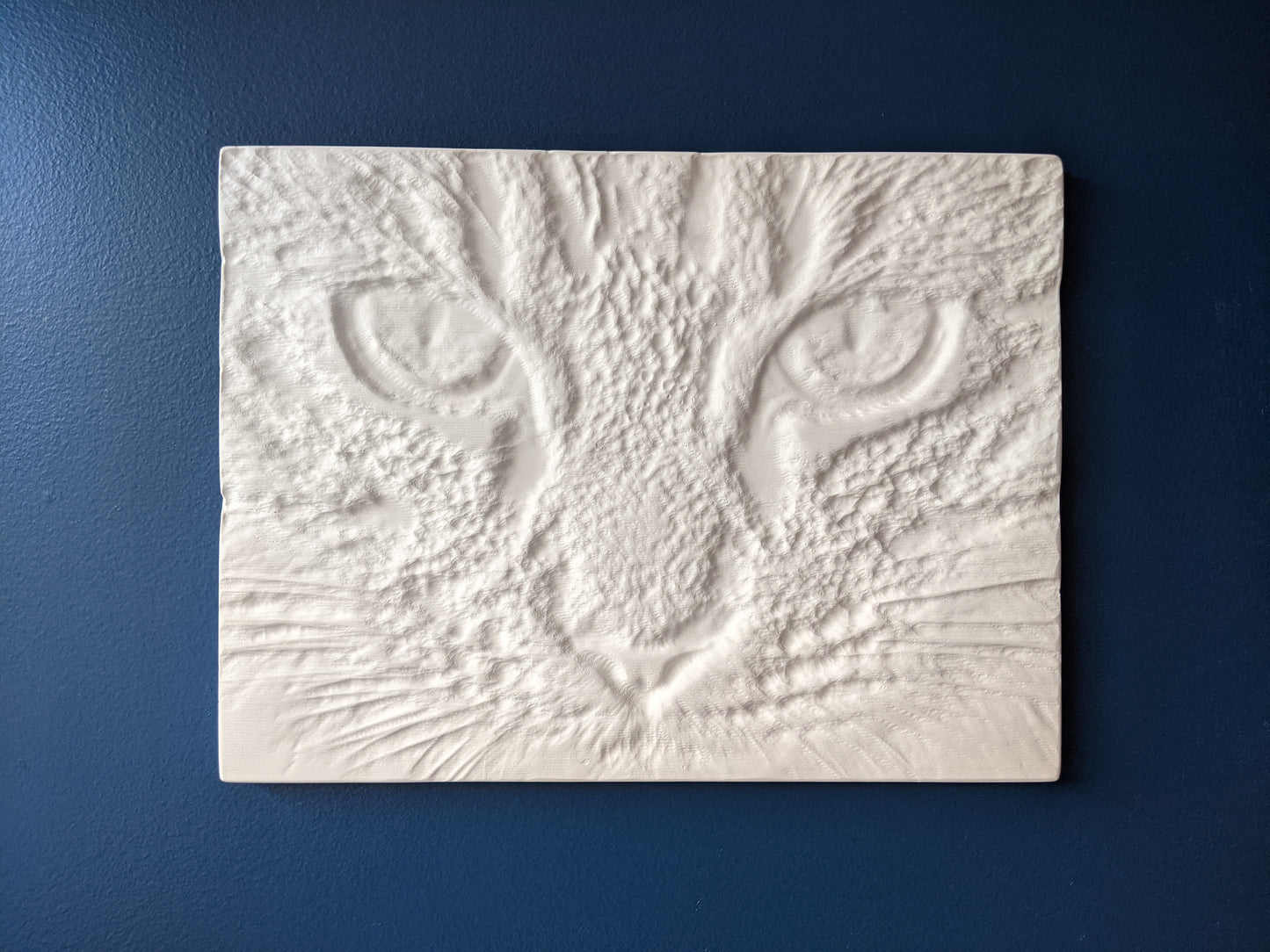 Cat Face Bas Relief Sculpture - Blitz Tree Studio